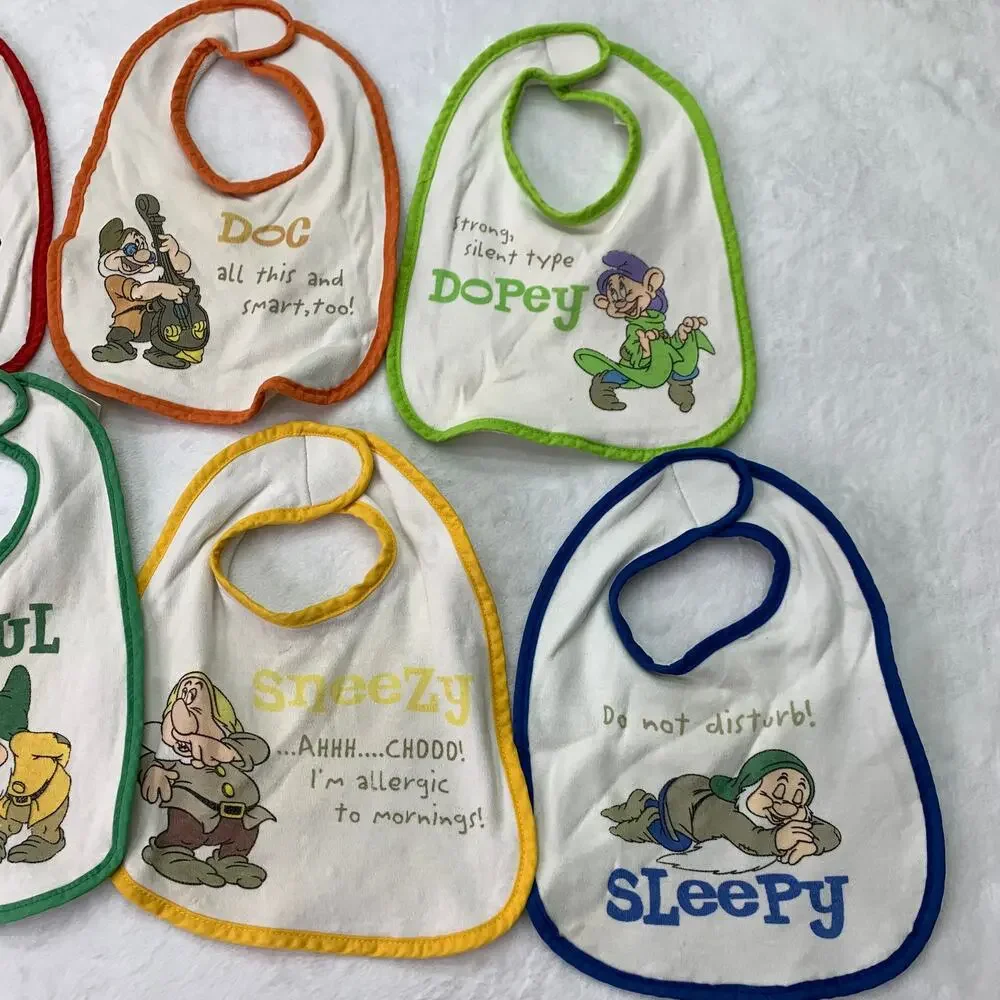 RARE VTG Disney Snow White Seven Drawrfs Matching Baby Bids All Characters Set